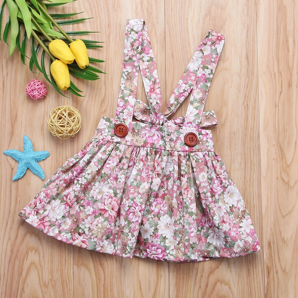 💗 High-Waisted Floral suspender Pleated Skirt